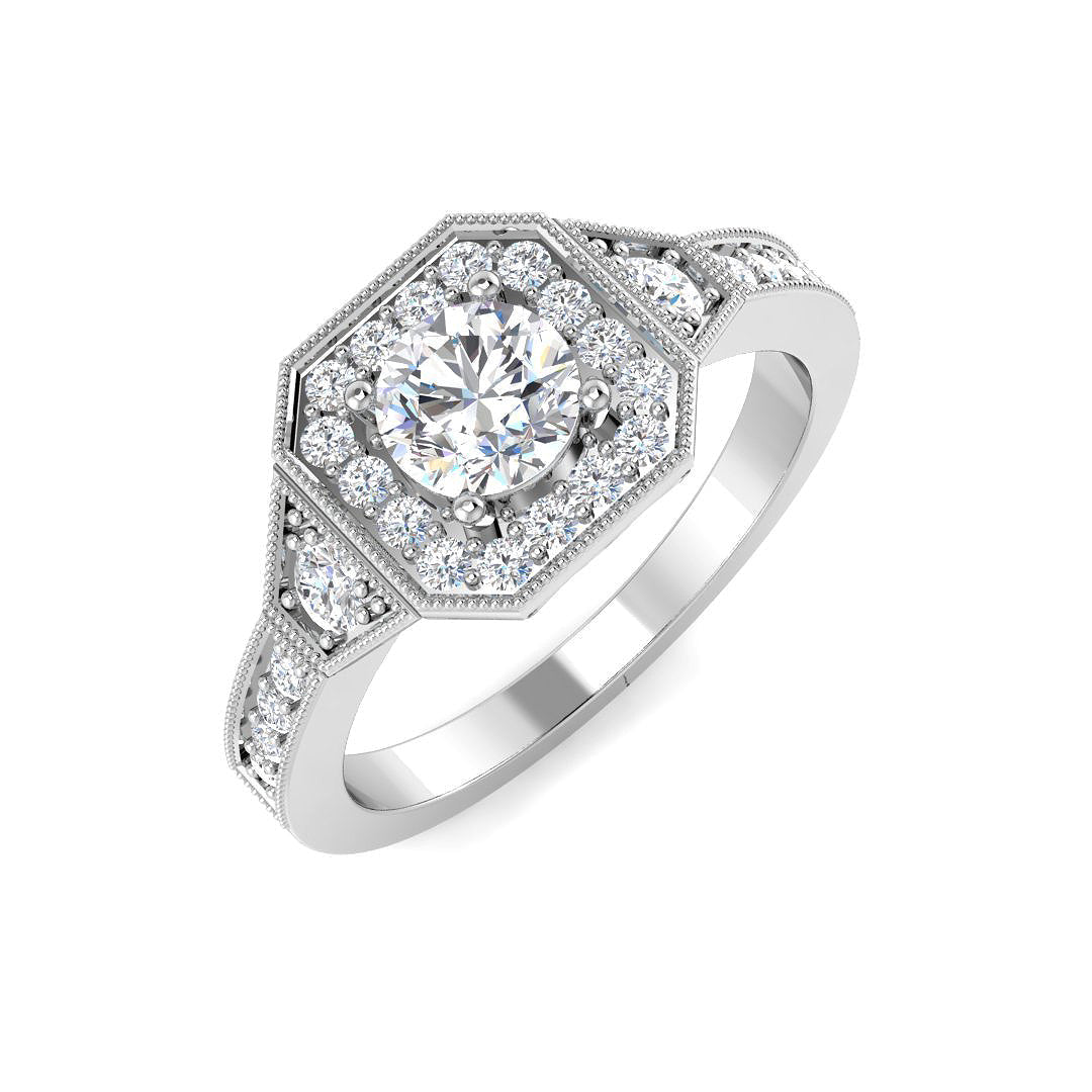 Vintage Diamond Ring 0.85ct–1.13ct – SR5935 – 18k White Gold