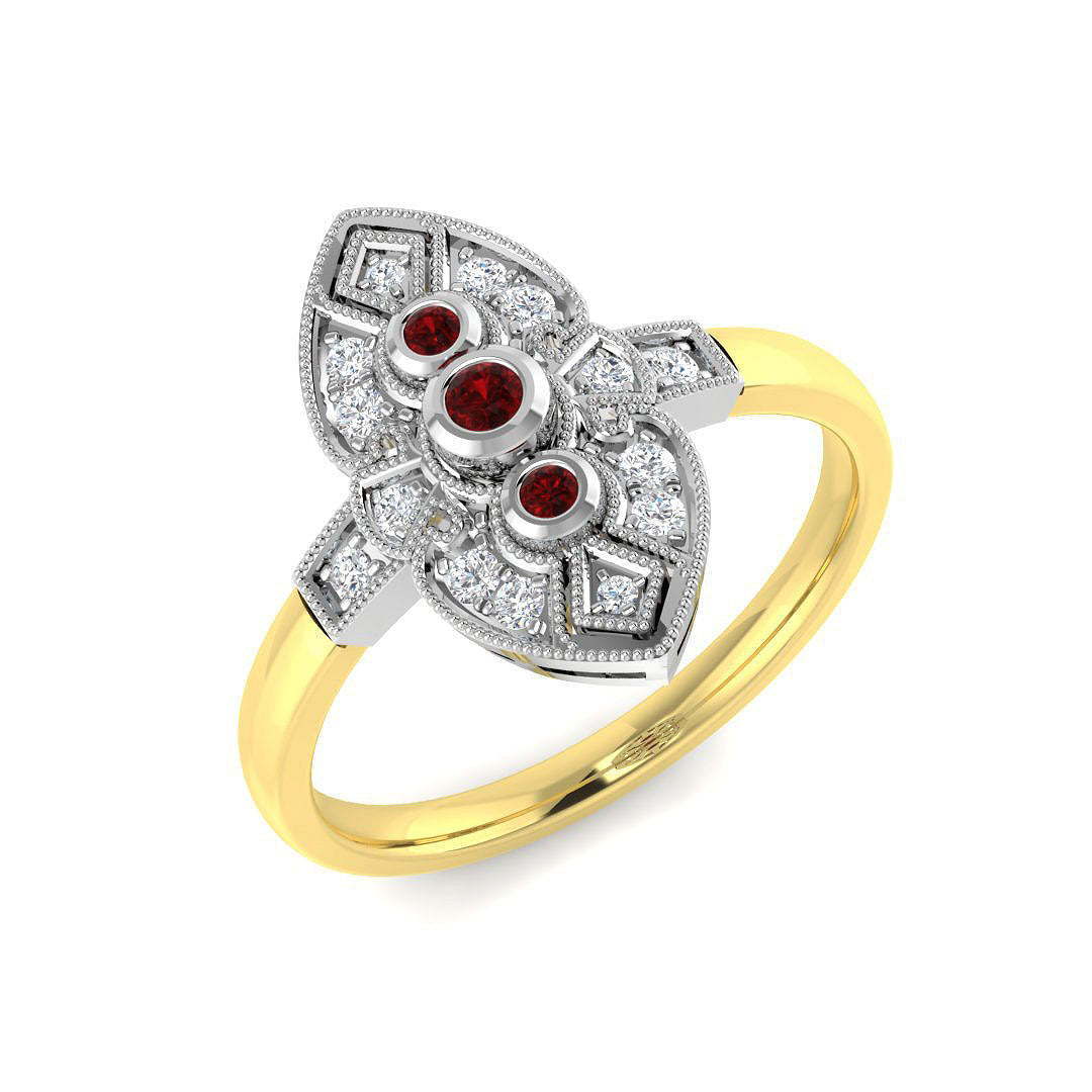 Vintage Diamond Ring 0.21ct – SR4706~RY – 18k Yellow Gold