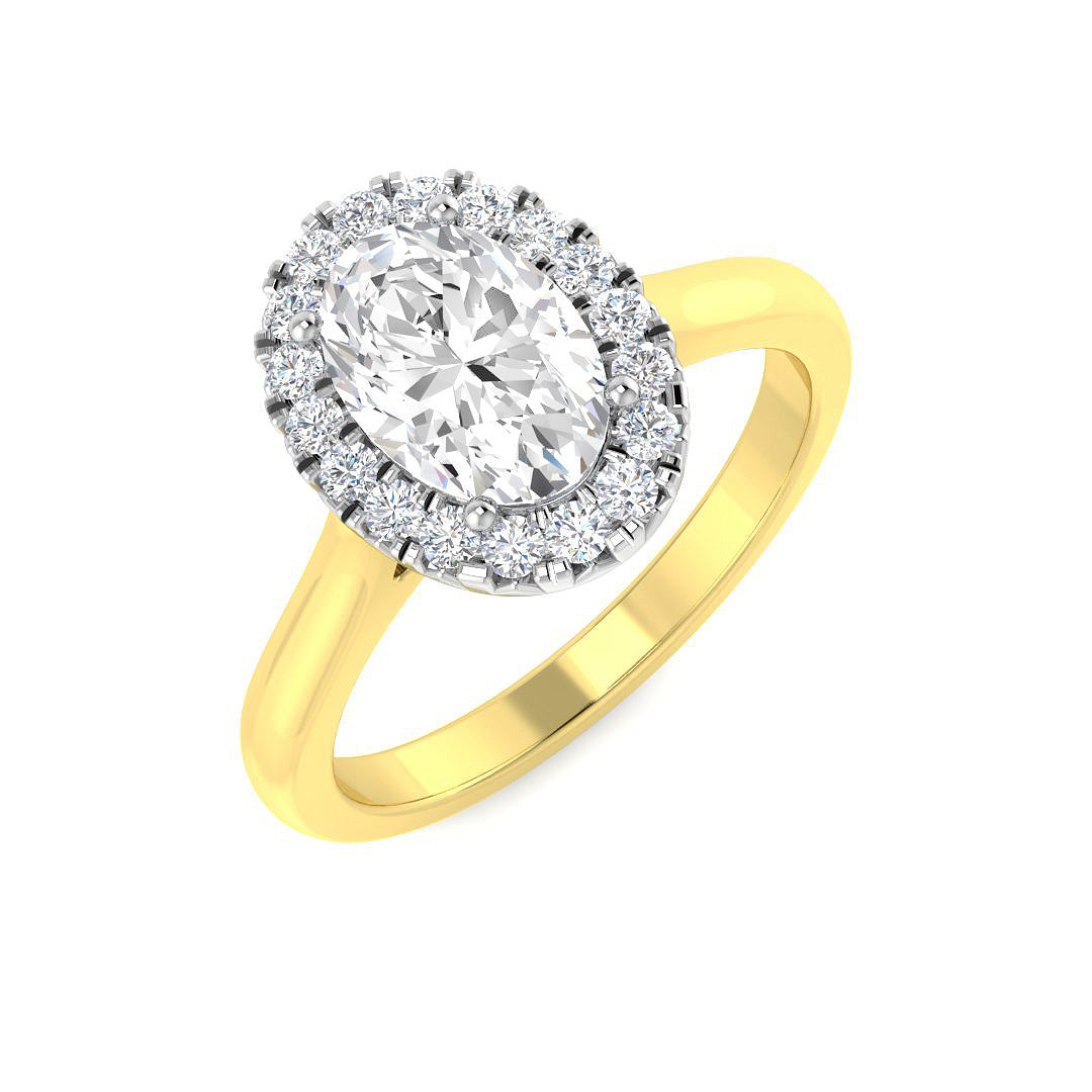 Halo Lab-Grown Diamond Ring 1.21ct–1.23ct – SR4891 – 18k Yellow Gold