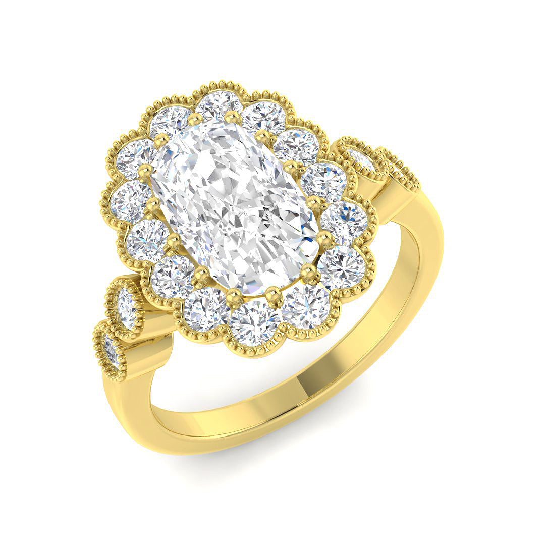 Vintage Lab-Grown Diamond Ring 1.46ct–4.42ct – SR7522 – 18k Yellow Gold