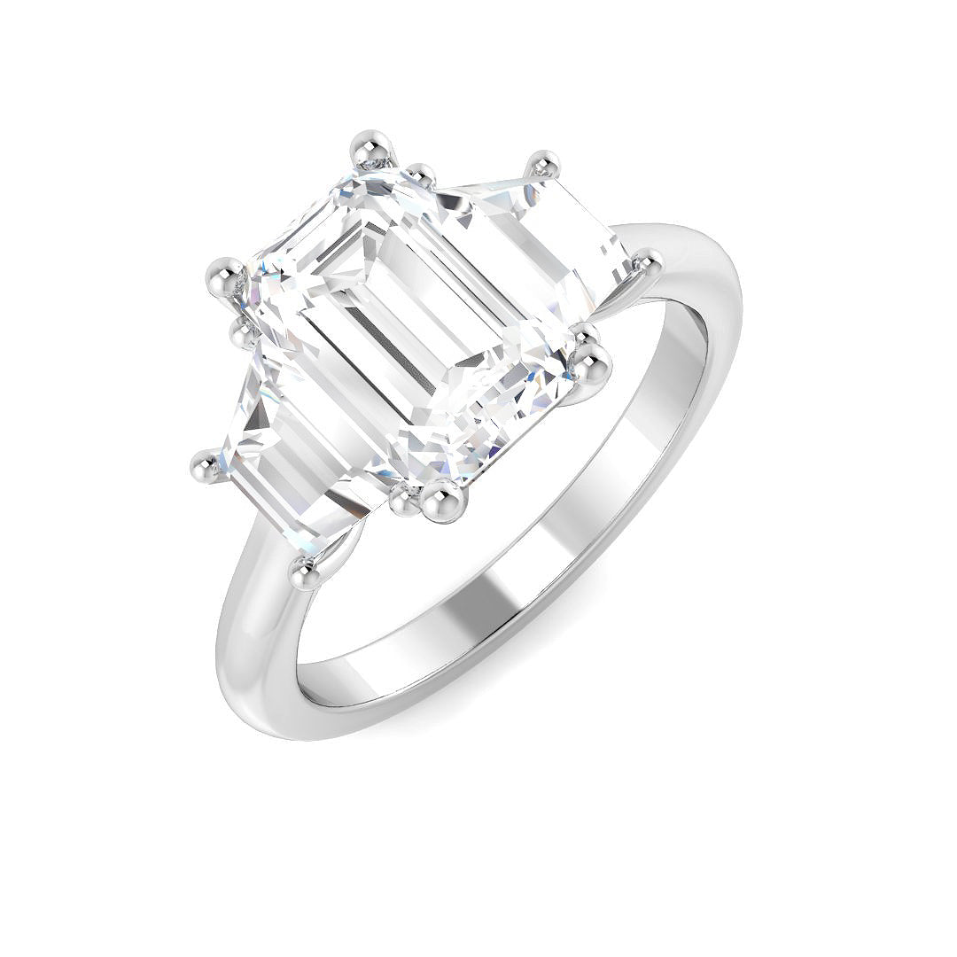 Three Stone Lab-Grown Diamond Ring 3.17ct–3.2ct – SR6333 – 18k White Gold