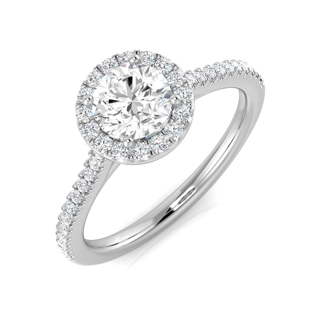 Halo Diamond Ring 0.71ct–0.79ct – SR2487 – 18k White Gold