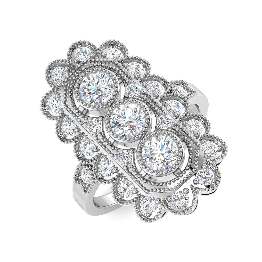 Vintage Lab-Grown Diamond Ring 1.25ct – SR7580 – 18k White Gold