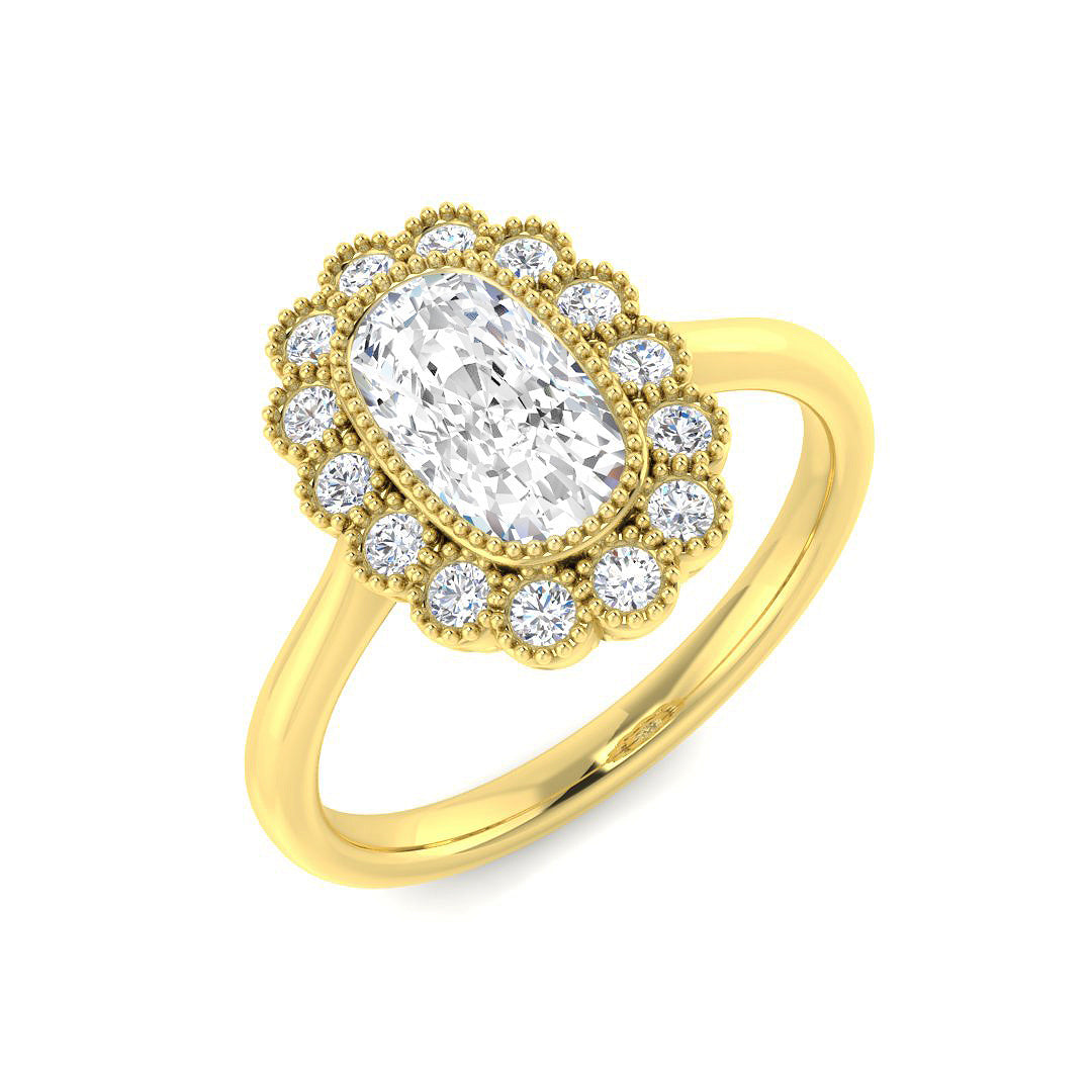 Vintage Lab-Grown Diamond Ring 1.31ct–4.31ct – SR7270 – 18k Yellow Gold