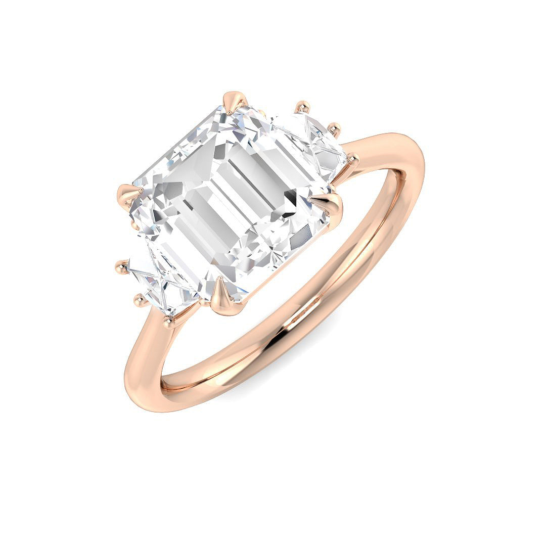 Three Stone Lab-Grown Diamond Ring 2.36ct–3.4ct – SR6984 – 18k Rose Gold
