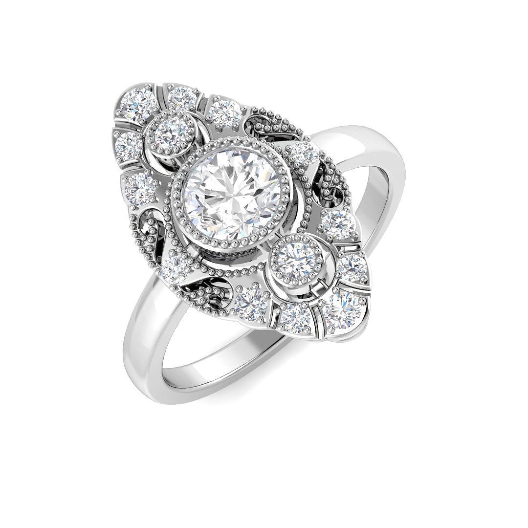 Vintage Lab-Grown Diamond Ring 0.77ct – SR7629 – 18k White Gold