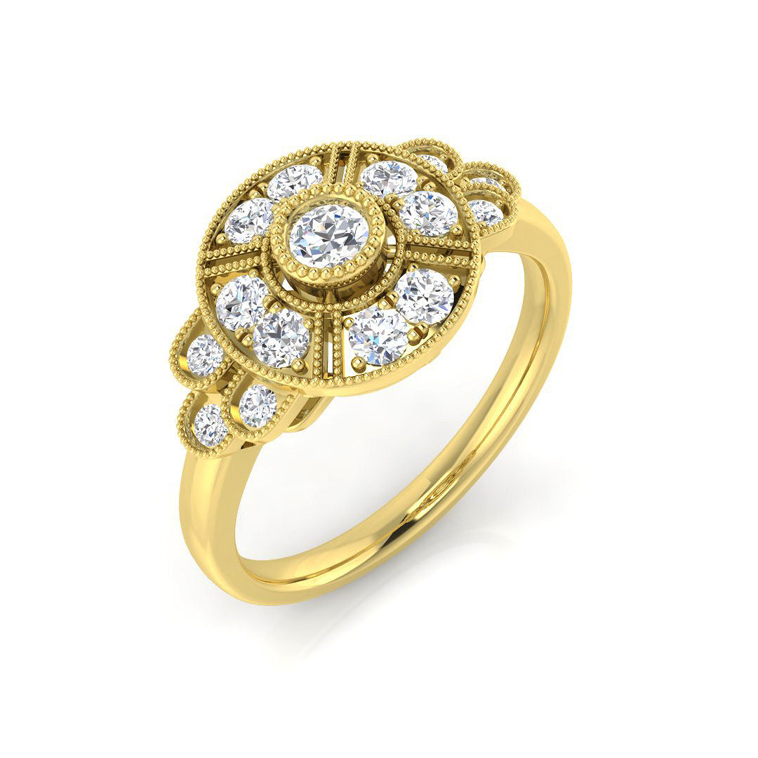 Vintage Diamond Ring 0.32ct–0.74ct – SL9158 – 18k Yellow Gold