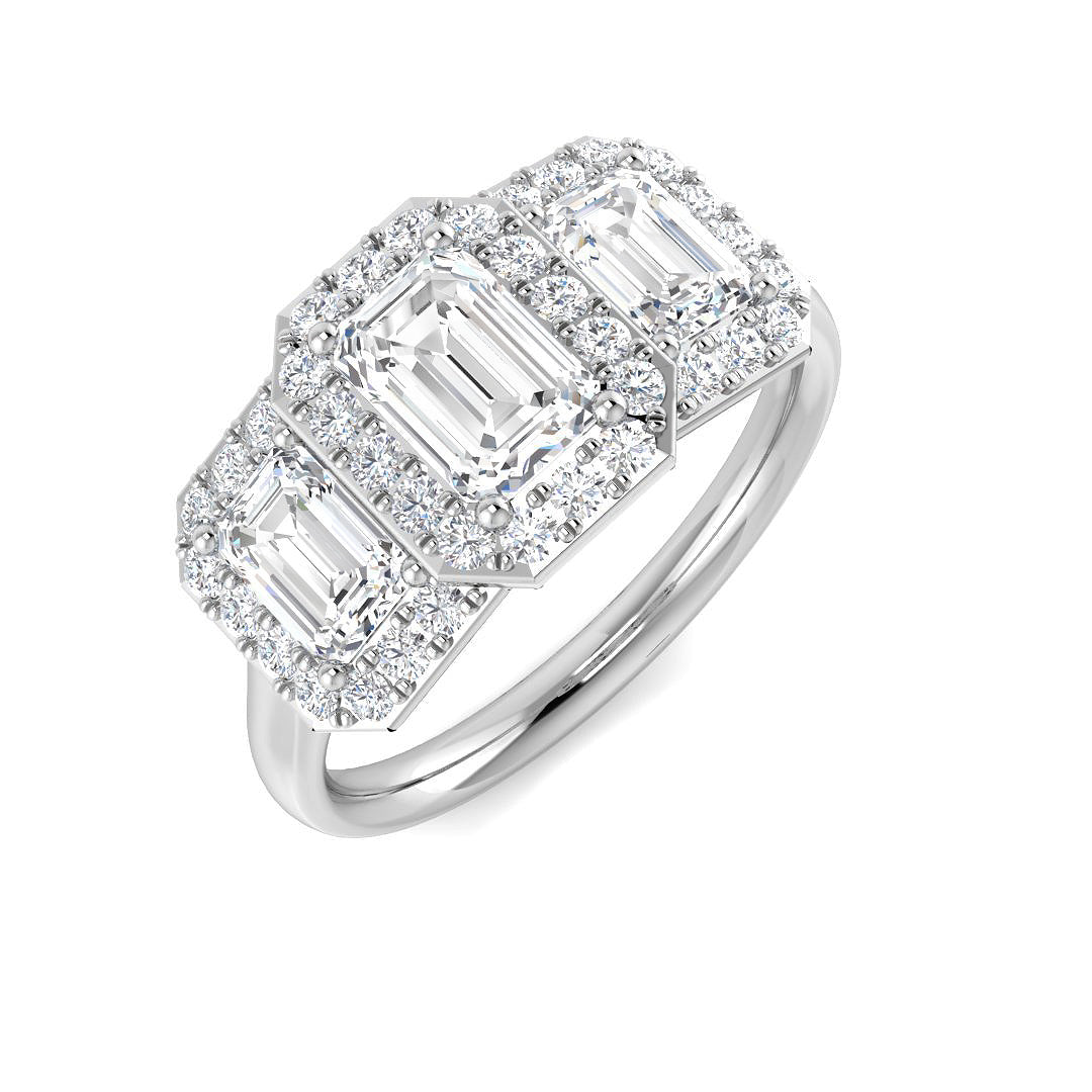 Three Stone Diamond Ring 0.8ct–1.99ct – SR2241 – 18k White Gold