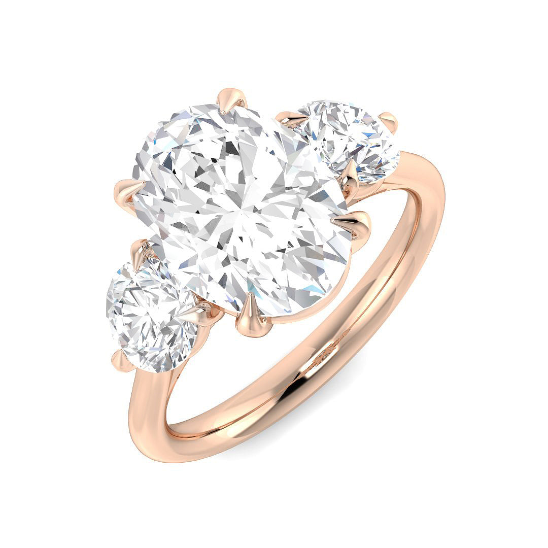Three Stone Lab-Grown Diamond Ring 4.1ct – SR7120 – 18k Rose Gold