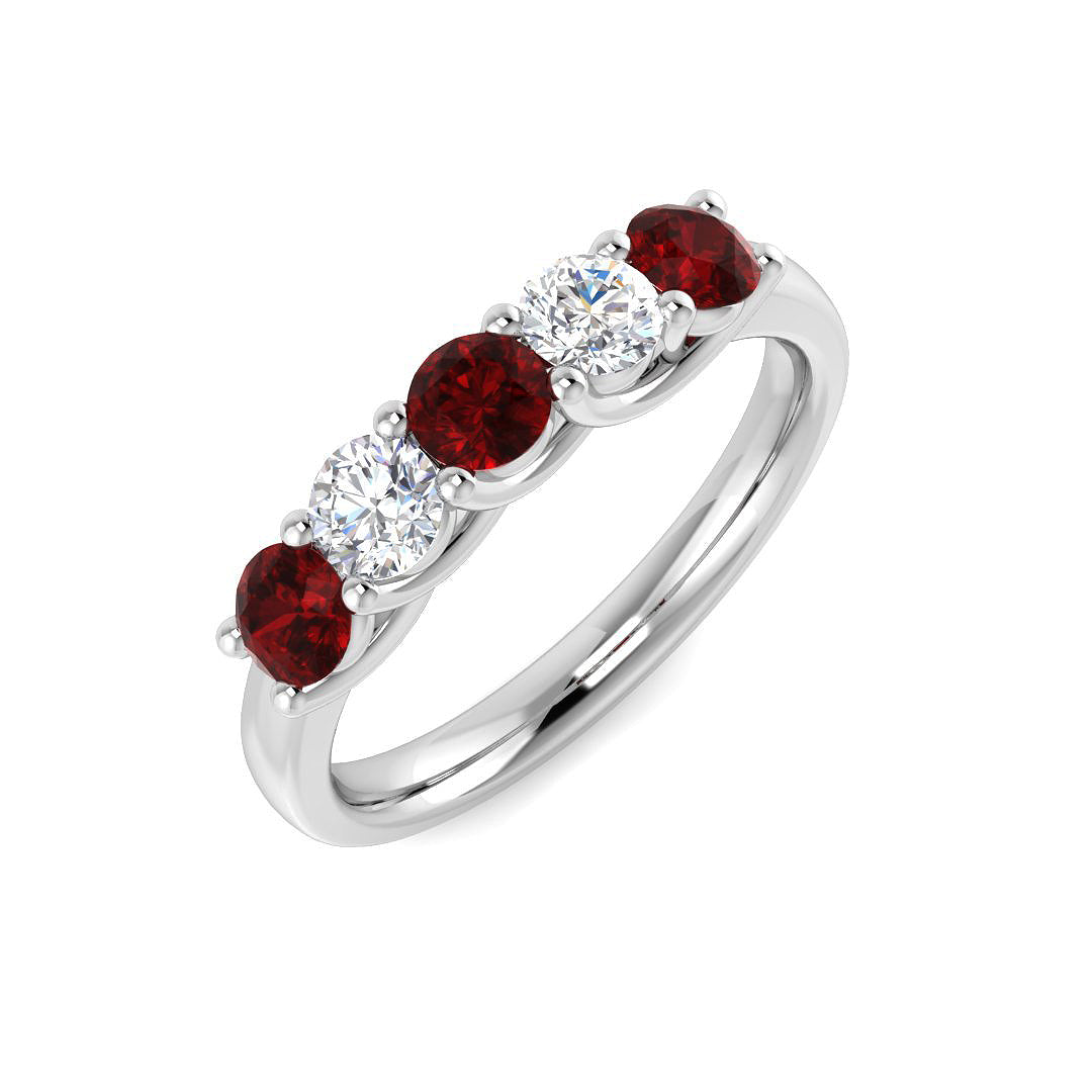 Five Stone Diamond Ring 0.37ct–0.93ct – XYR6744~RY – 18k White Gold