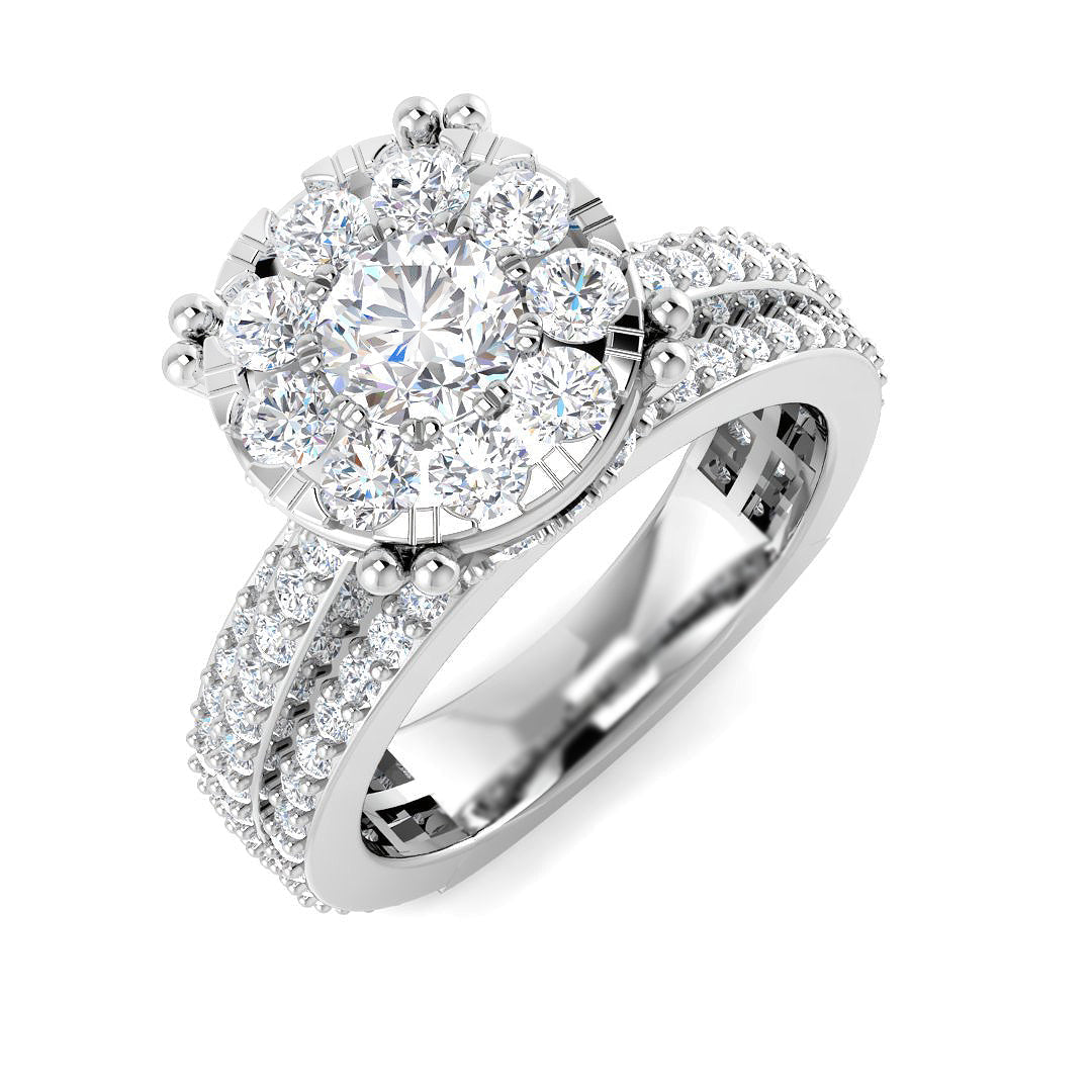 Halo Diamond Ring 2.07ct–3.34ct – SR354 – 18k White Gold