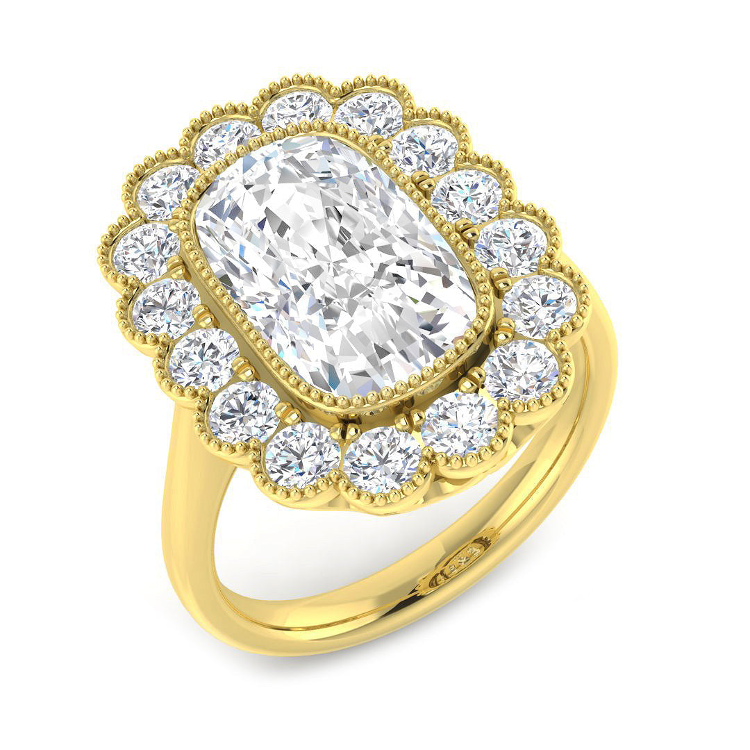 Vintage Lab-Grown Diamond Ring 1.36ct–4.03ct – SR7523 – 18k Yellow Gold