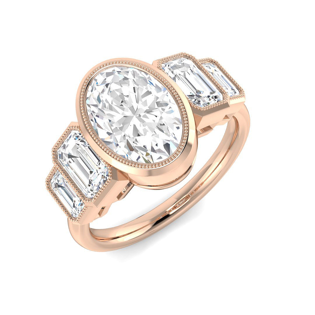 Five Stone Lab-Grown Diamond Ring 1.69ct–3.28ct – SR7012 – 18k Rose Gold
