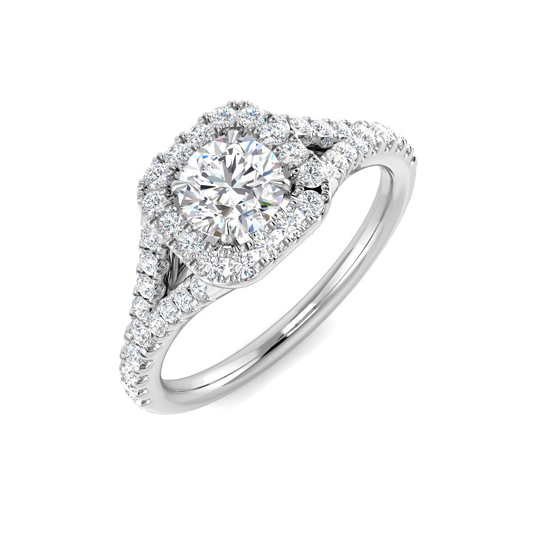 Halo Lab-Grown Diamond Ring 0.88ct – SR4813 – 18k White Gold