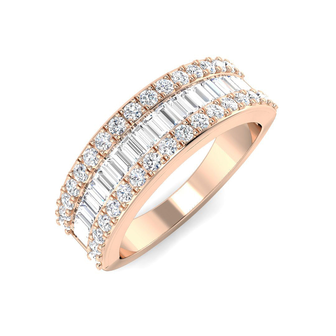 Baguette & Brilliant Diamond Ring 1.0ct – SR5373 – 18k Rose Gold