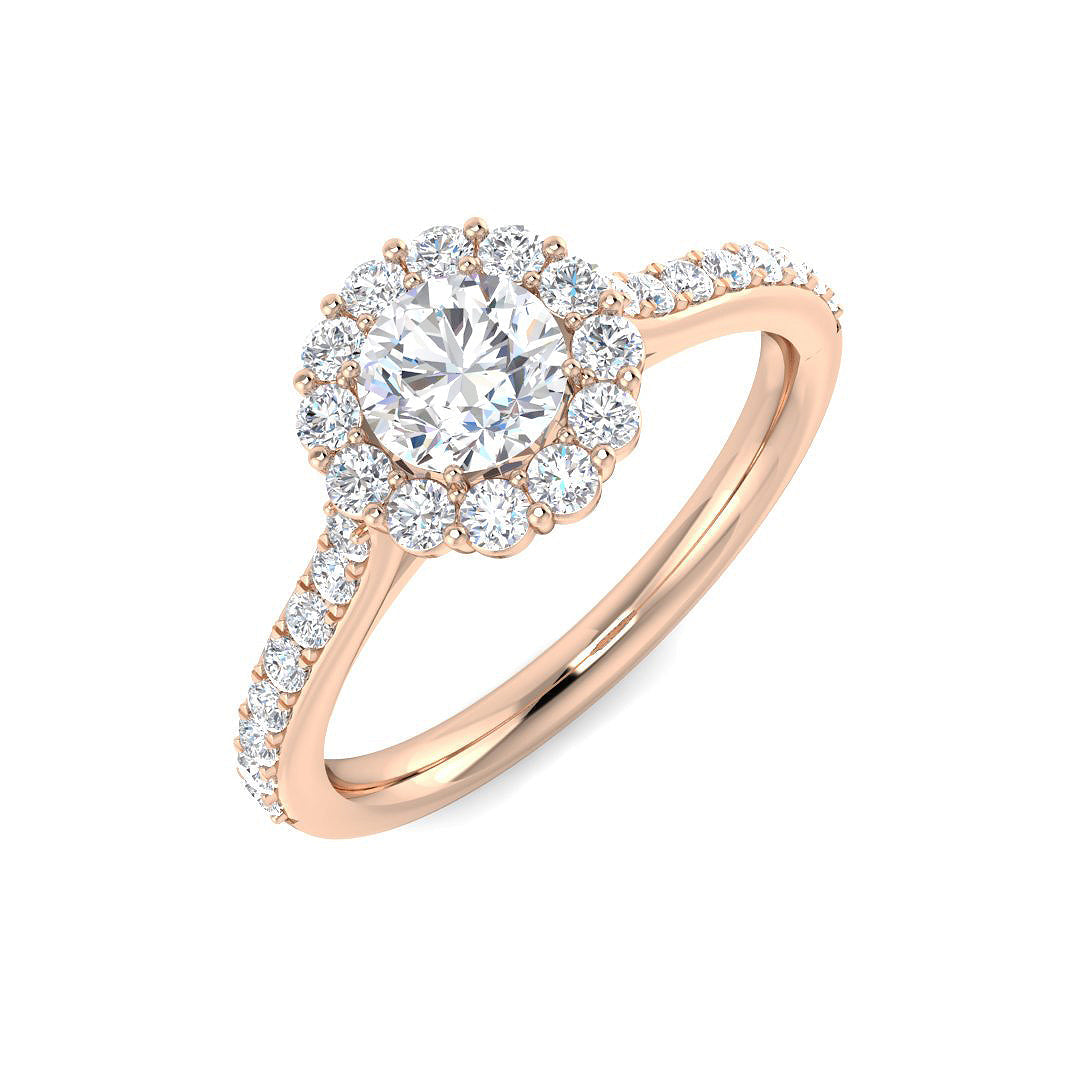 Halo Diamond Ring 0.95ct – SR5110 – 18k Rose Gold