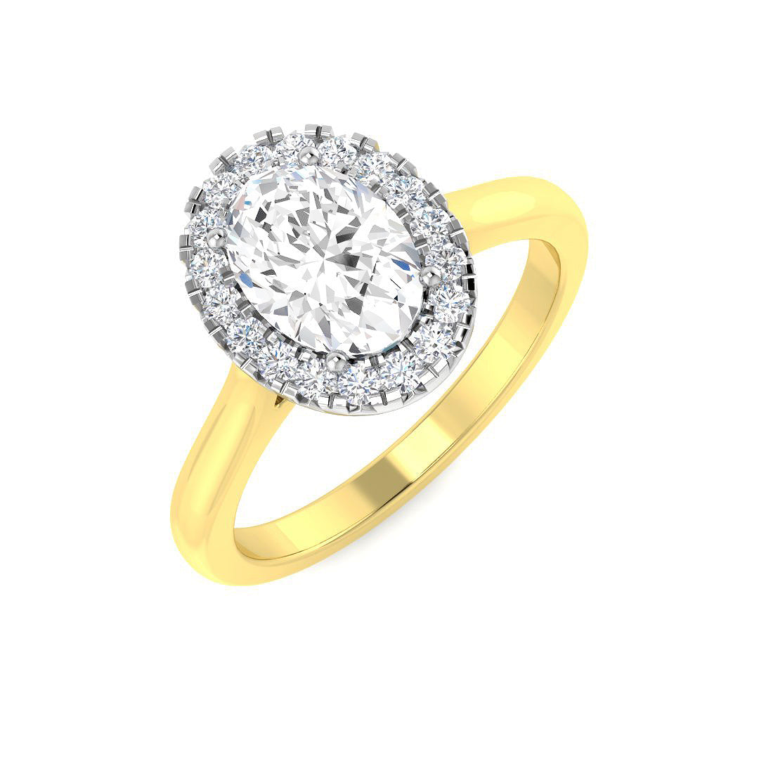 Halo Lab-Grown Diamond Ring 1.18ct–1.24ct – SR4812 – 18k Yellow Gold
