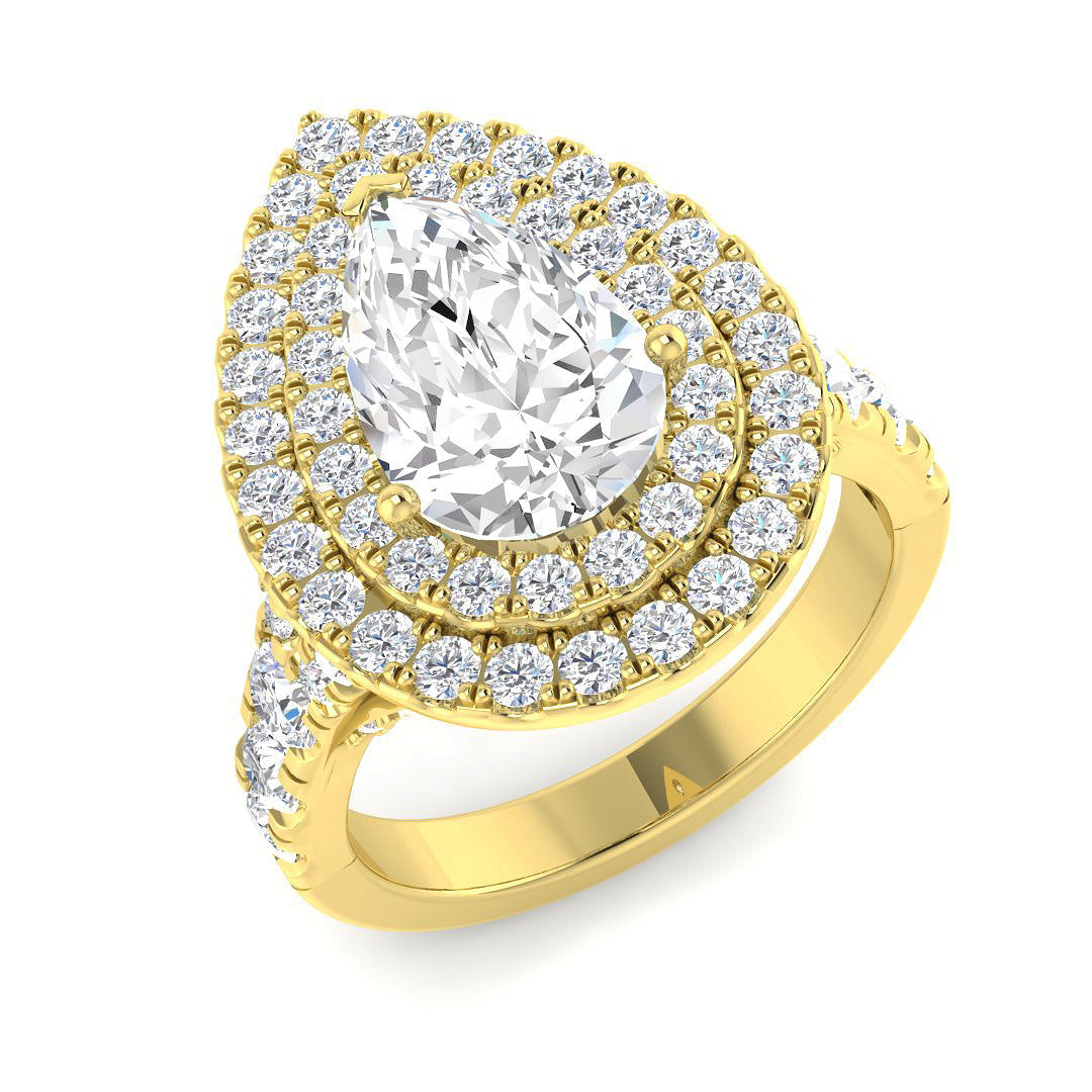Halo Lab-Grown Diamond Ring 3.1ct–3.27ct – SR4626 – 18k Yellow Gold