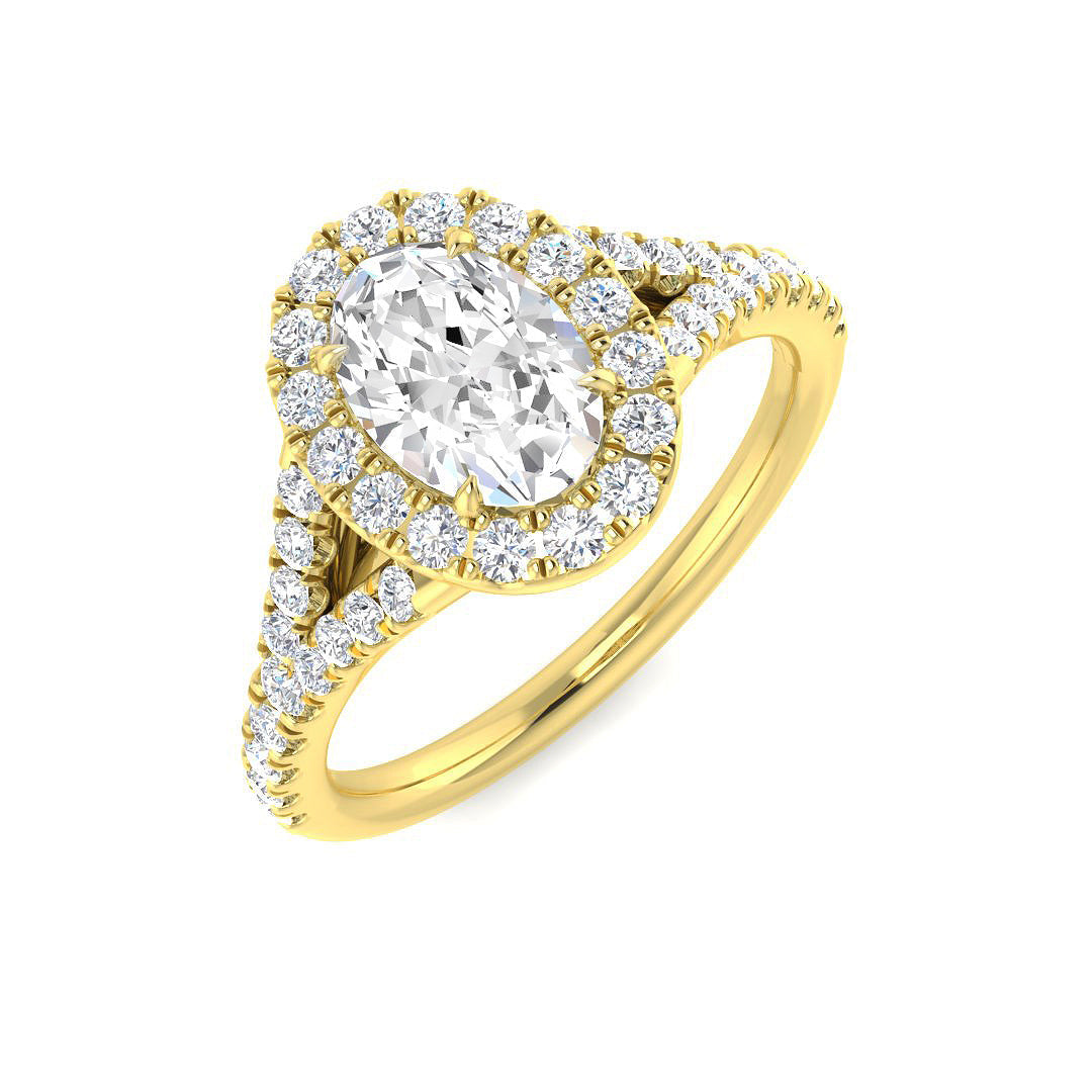 Halo Lab-Grown Diamond Ring 1.16ct–4.78ct – SR3784 – 18k Yellow Gold