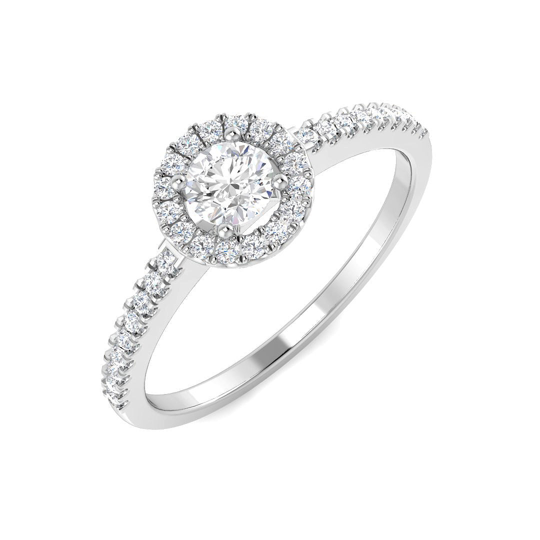 Halo Diamond Ring 0.51ct – DNR0791 – 18k White Gold
