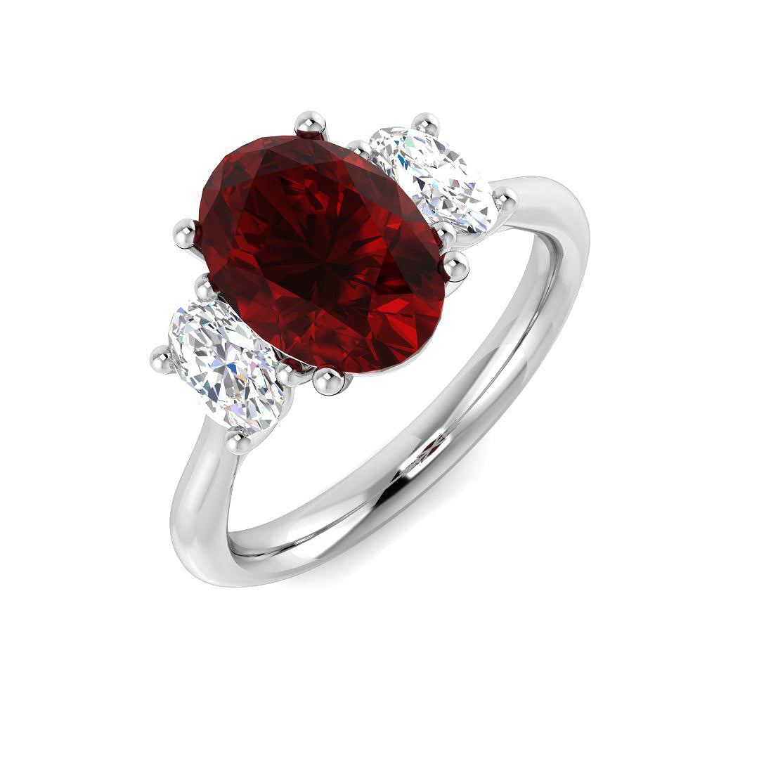 Ruby Lab-Grown Diamond Ring 2.39ct–2.89ct – SR635 – 18k White Gold