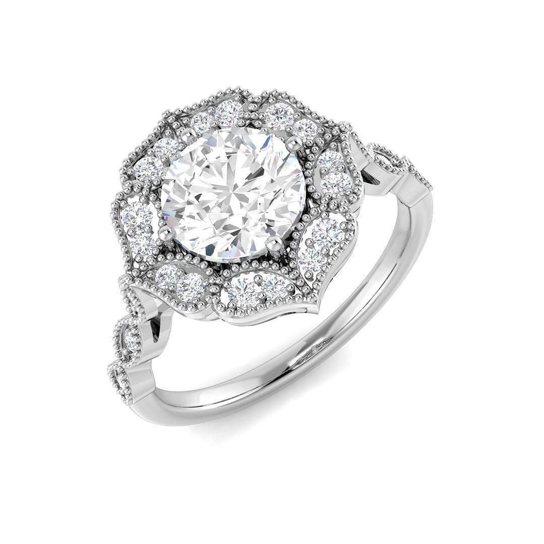 Vintage Lab-Grown Diamond Ring 1.51ct – SR7165 – 18k White Gold
