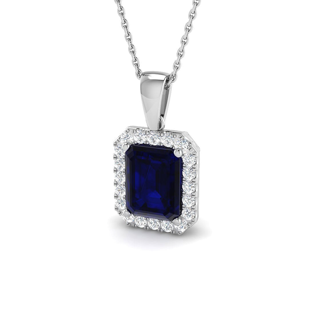 Blue Sapphire Diamond Ring 0.85ct–7.16ct – SP6667~BS – 18k White Gold