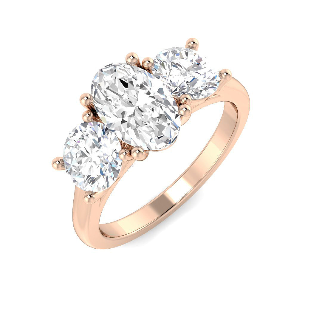 Three Stone Lab-Grown Diamond Ring 2.44ct – SR5144 – 18k Rose Gold