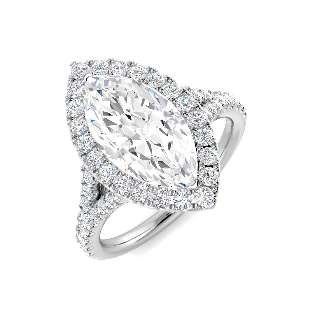 Halo Lab-Grown Diamond Ring 1.48ct–2.6ct – SR4916 – 18k White Gold