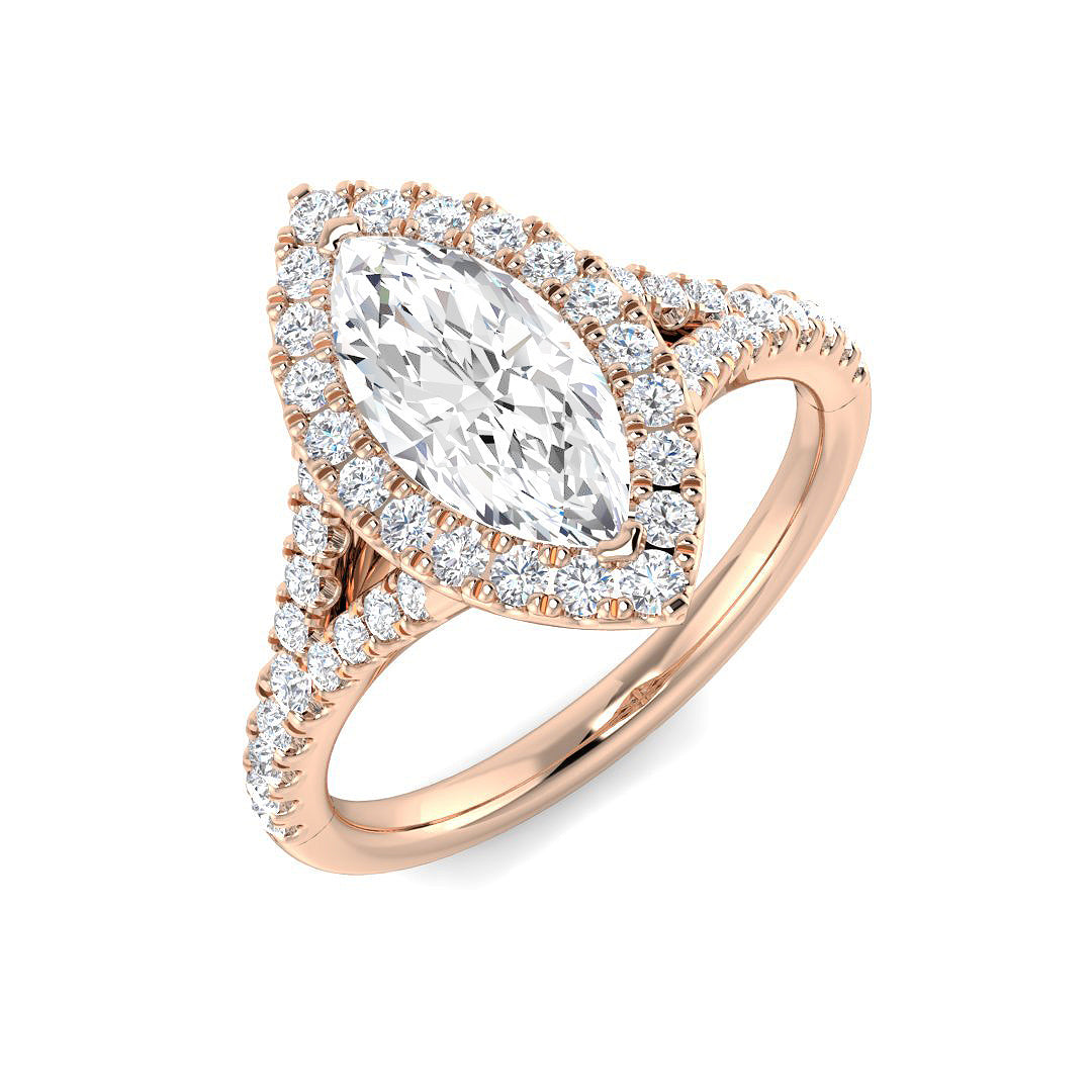 Halo Lab-Grown Diamond Ring 1.48ct–2.6ct – SR4916 – 18k Rose Gold