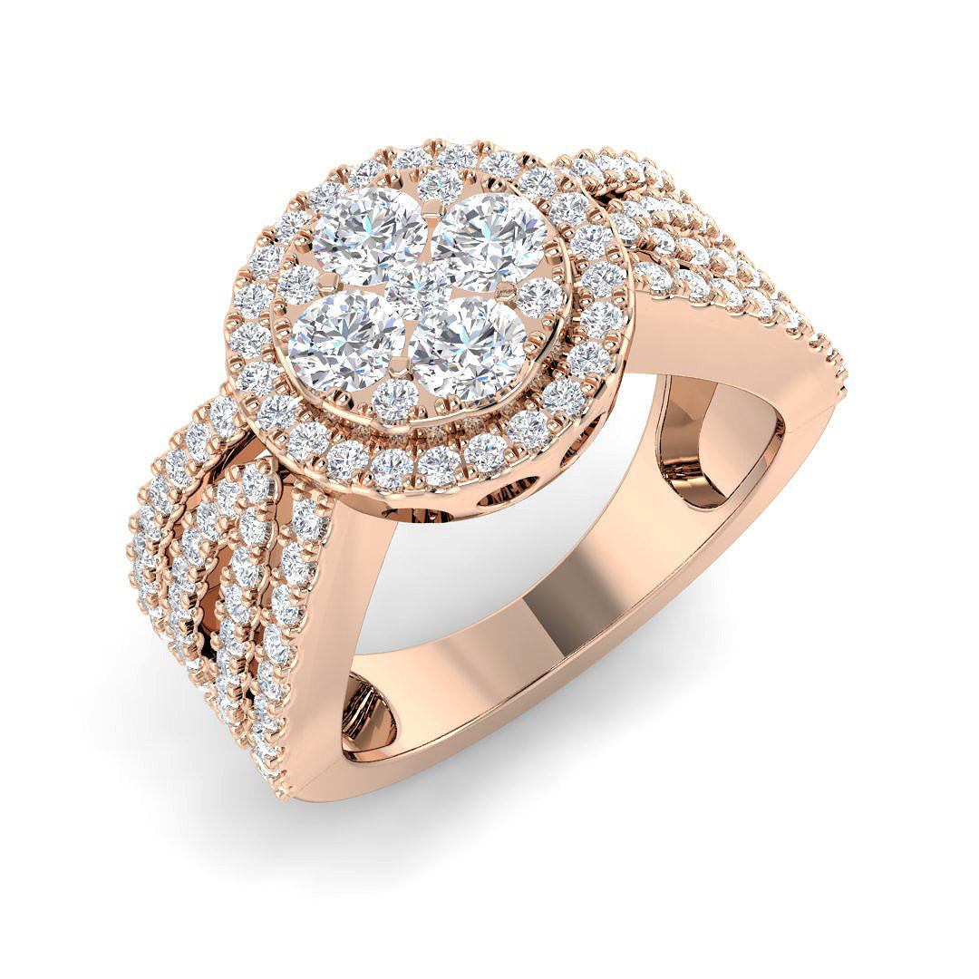 Cluster Diamond Ring 1.23ct – SR6351 – 18k Rose Gold