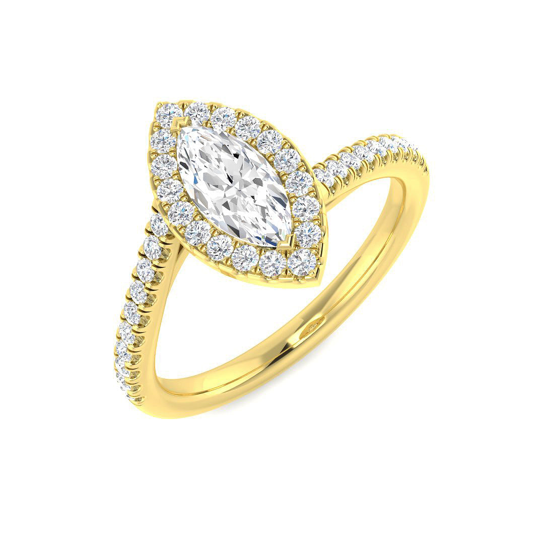 Halo Diamond Ring 0.58ct–0.8ct – SR3249 – 18k Yellow Gold