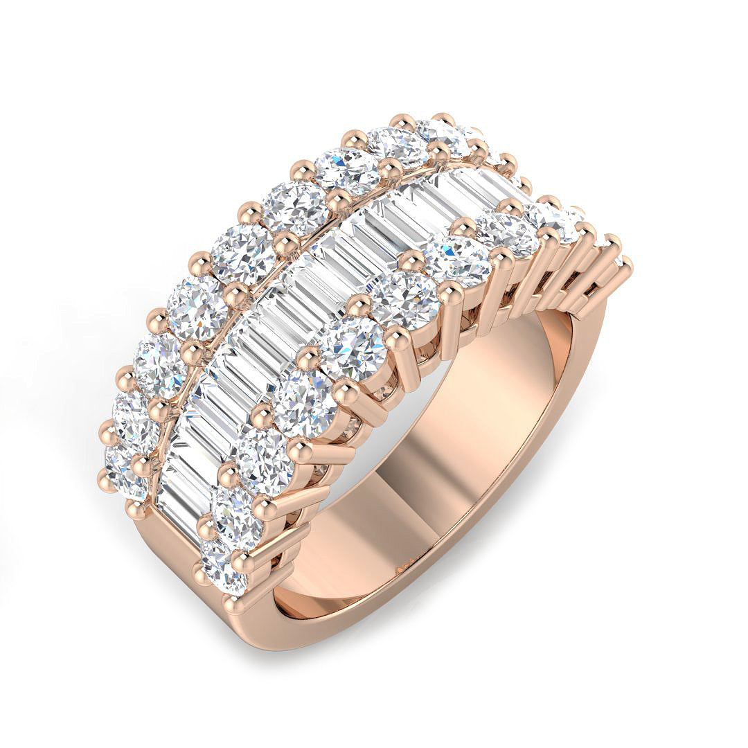 Baguette & Brilliant Diamond Ring 1.16ct–3.32ct – SL4183 – 18k Rose Gold