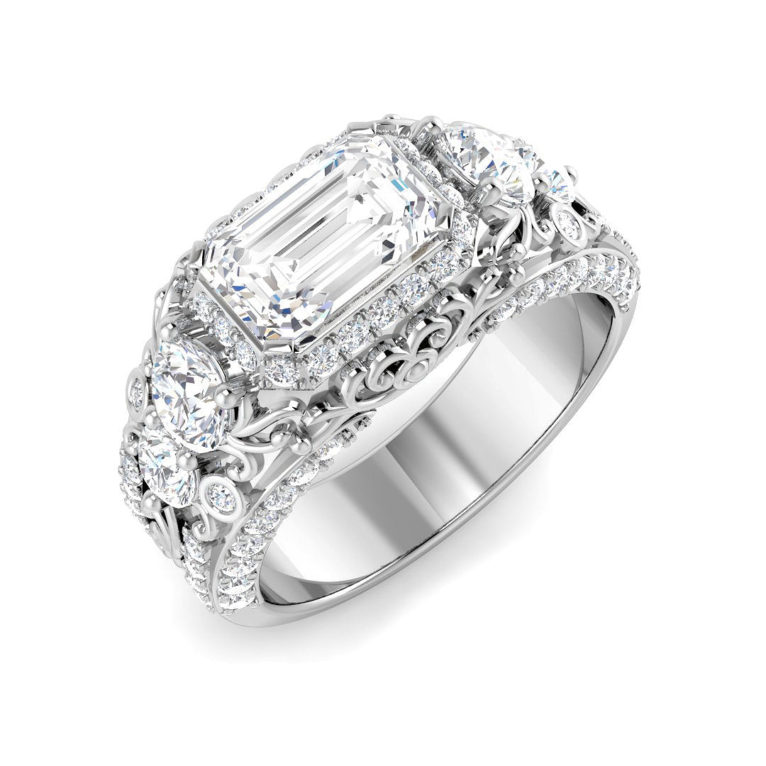 Signet Lab-Grown Diamond Ring 4.08ct–5.26ct – SR5604 – 18k White Gold