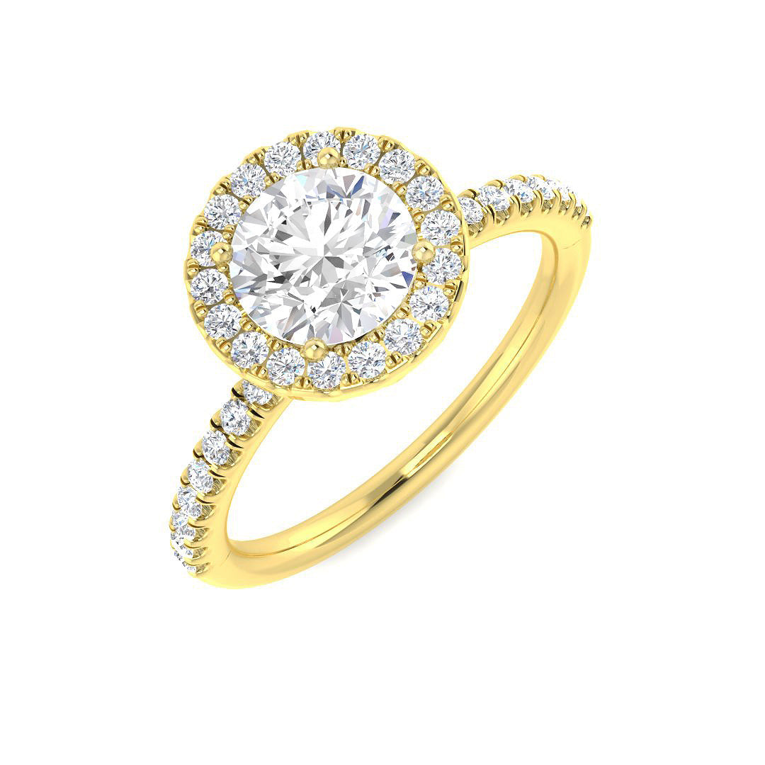 Halo Lab-Grown Diamond Ring 1.33ct – SR6121 – 18k Yellow Gold