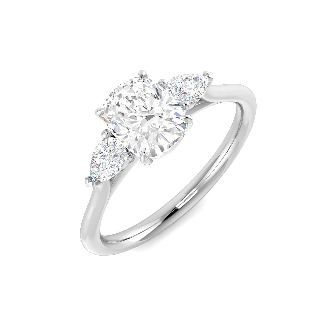 Three Stone Lab-Grown Diamond Ring 1.29ct–2.77ct – SR5787 – 18k White Gold