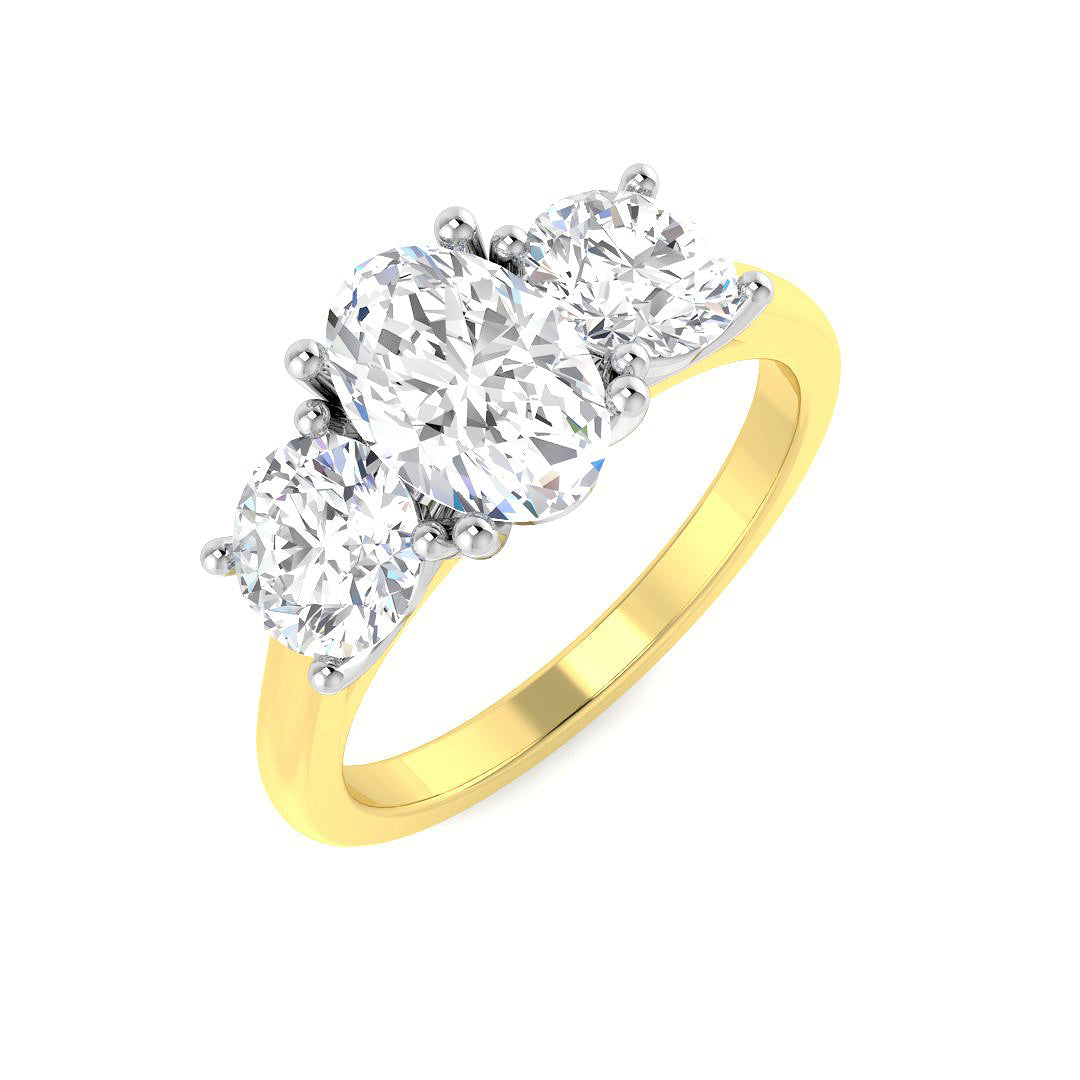 Three Stone Lab-Grown Diamond Ring 2.18ct–2.47ct – SR5147 – 18k Yellow Gold