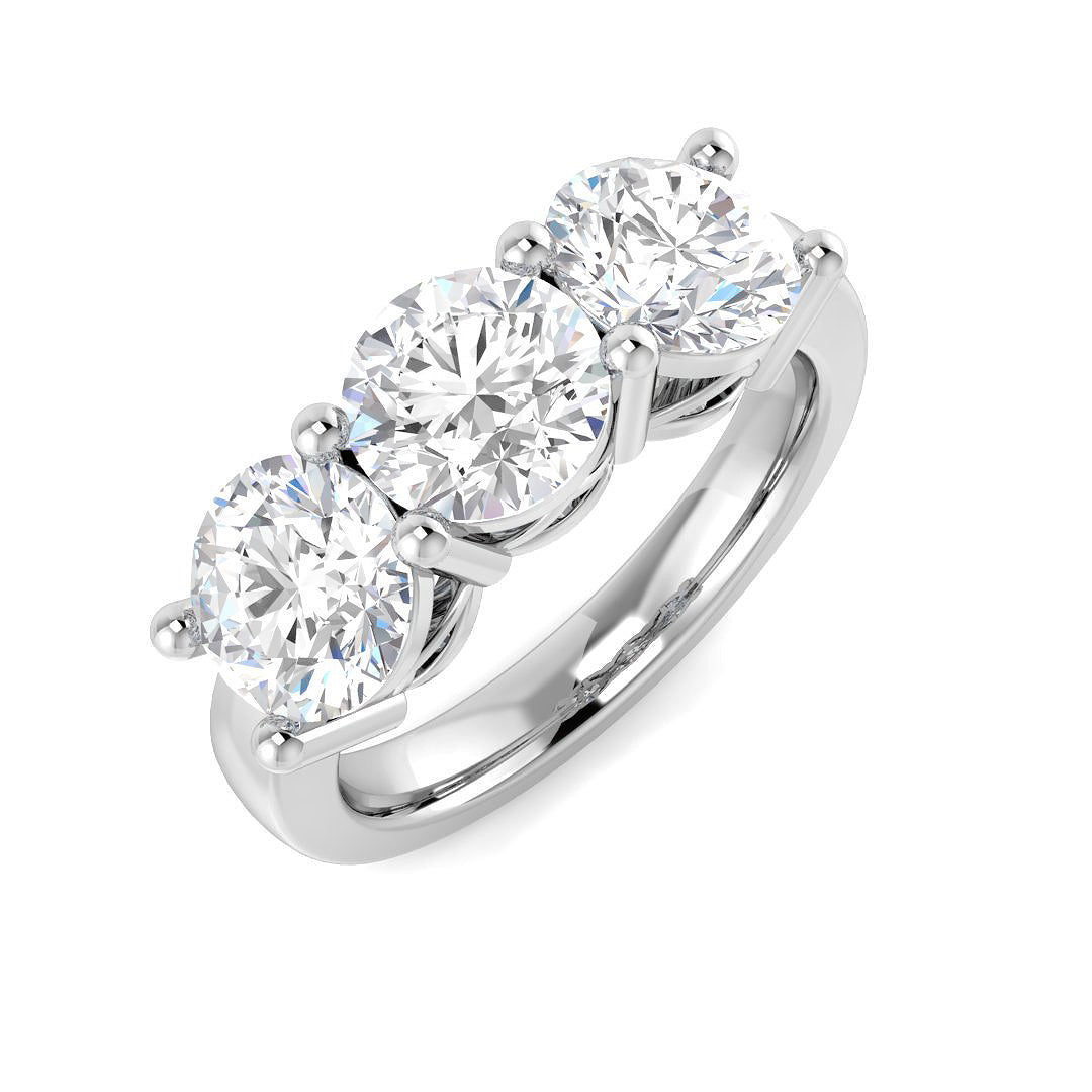 Three Stone Diamond Ring 0.57ct–3.21ct – SR4262 – 18k White Gold