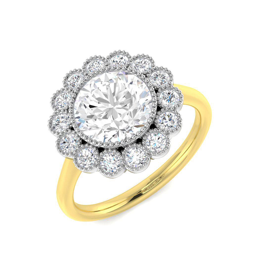 Vintage Lab-Grown Diamond Ring 1.34ct–3.8ct – SR7351 – 18k Yellow Gold