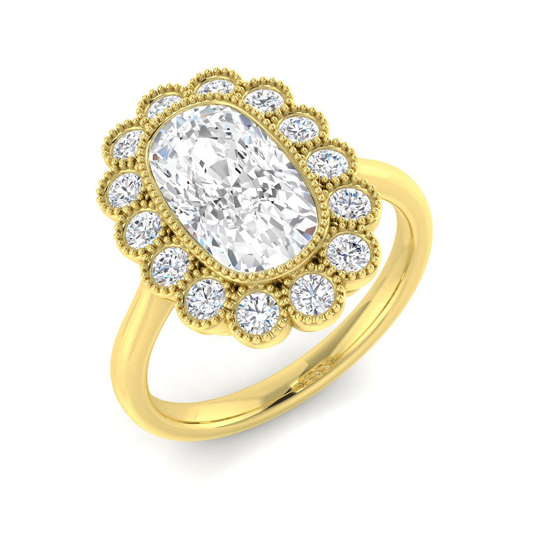 Vintage Lab-Grown Diamond Ring 1.31ct–4.31ct – SR7270 – 18k Yellow Gold