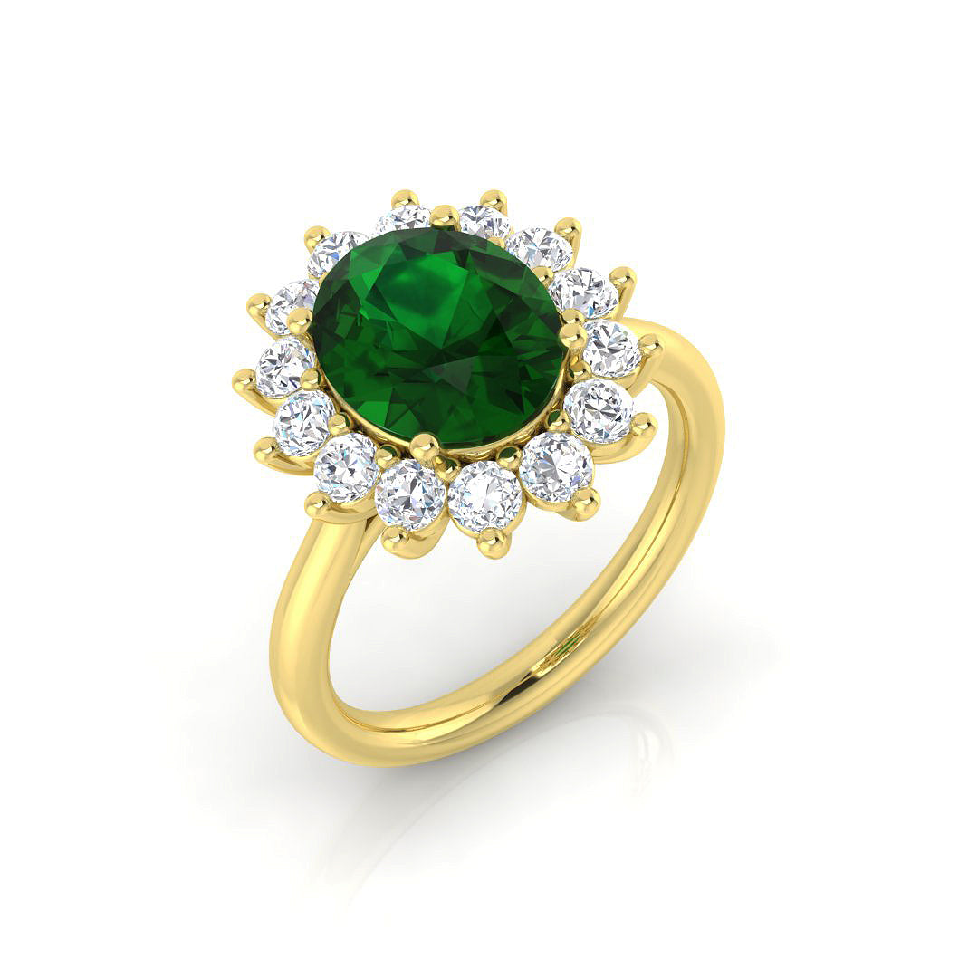 Emerald Diamond Ring 1.6ct–3.61ct – SL8826~EM – 18k Yellow Gold