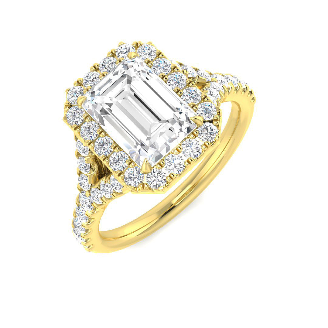 Halo Lab-Grown Diamond Ring 2.09ct – SR3771 – 18k Yellow Gold