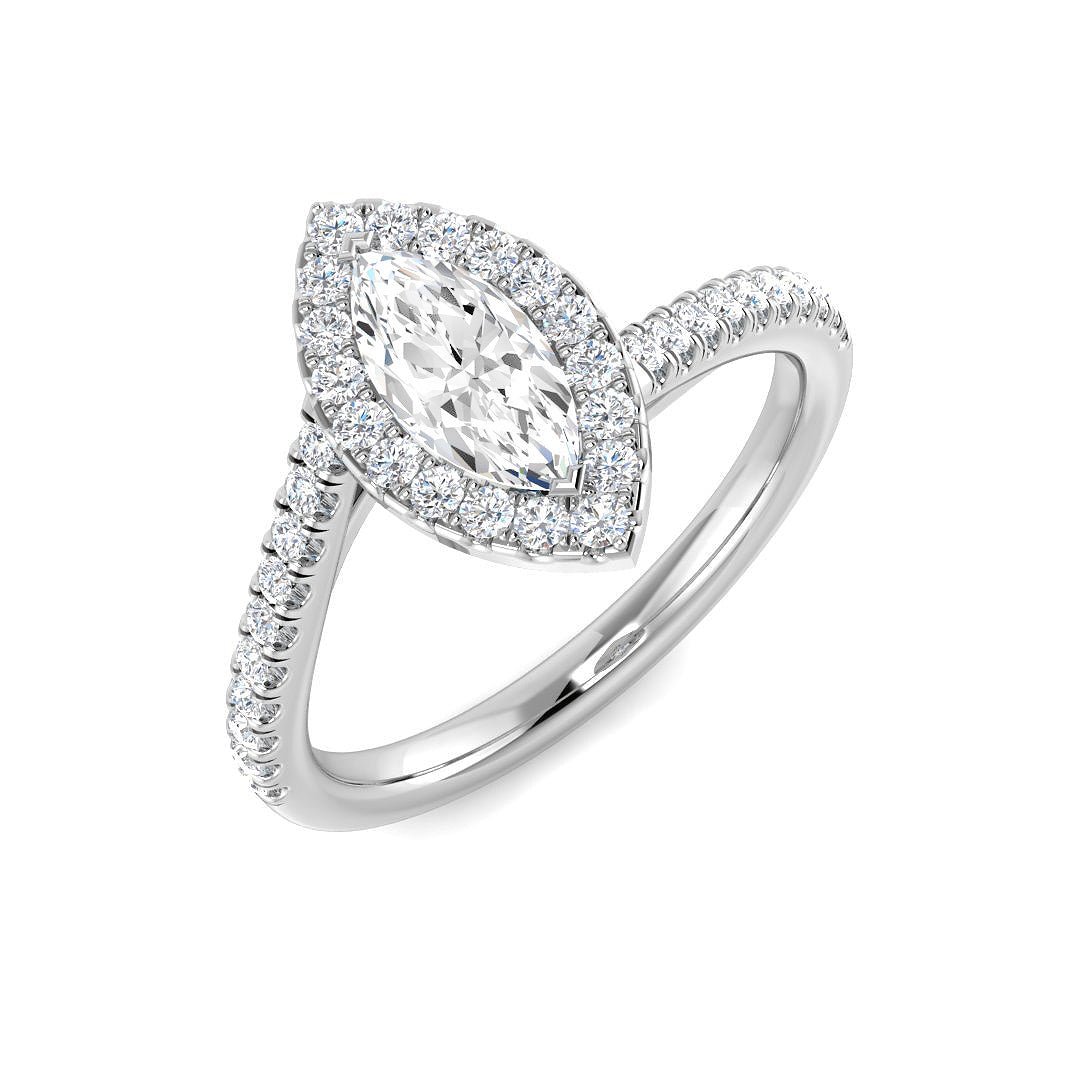 Halo Diamond Ring 0.58ct–0.8ct – SR3249 – 18k White Gold