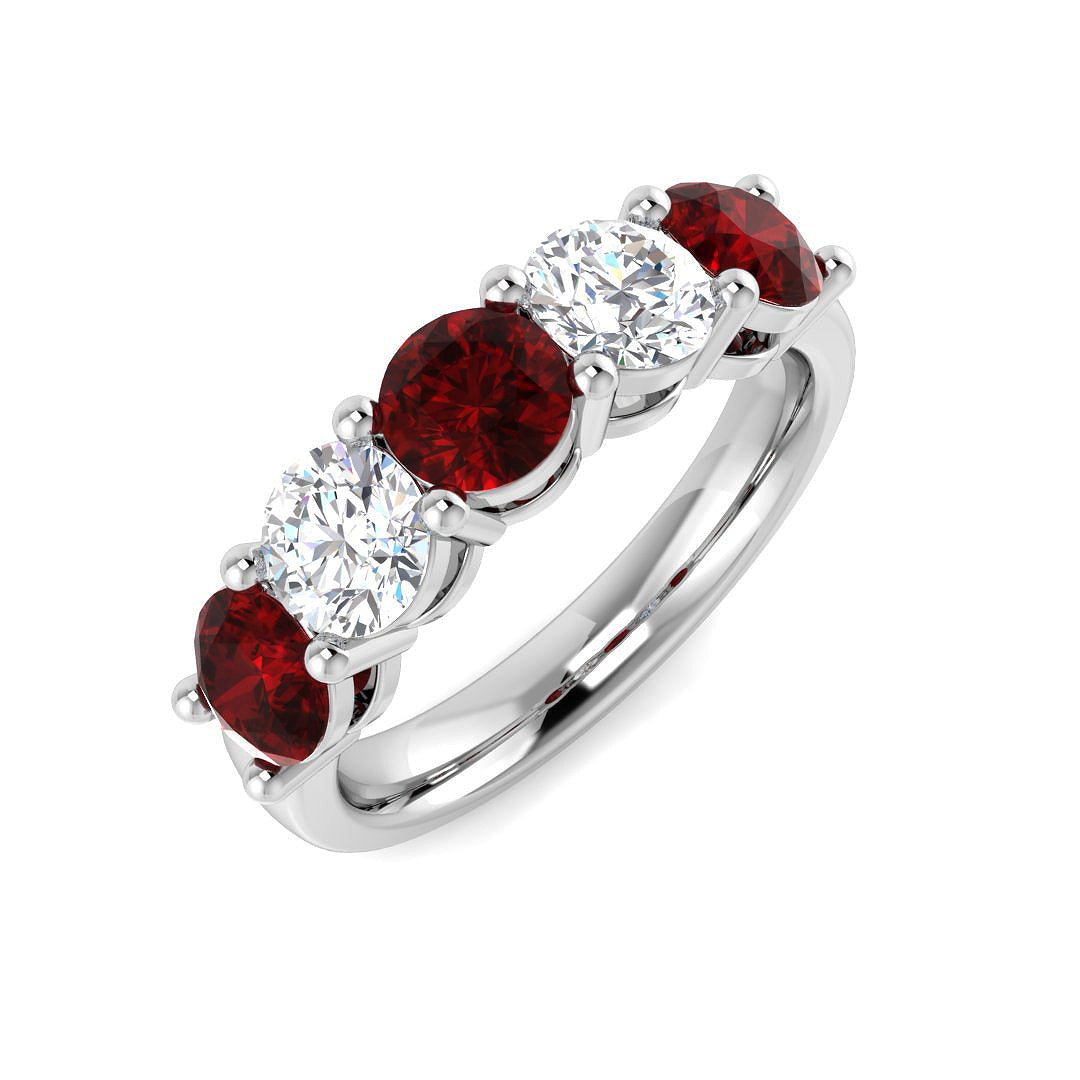 Five Stone Diamond Ring 0.72ct–2.55ct – SL8941~RY – 18k White Gold