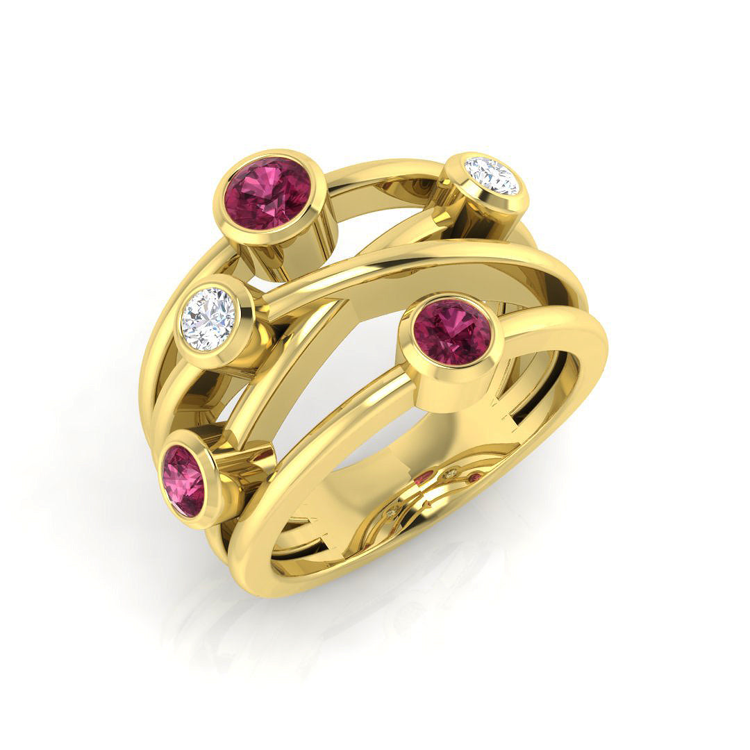 Bubble Diamond Ring 0.74ct – SR2170~PKT – 18k Yellow Gold