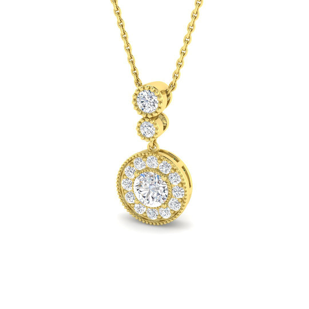 Drop & Trilogy Diamond Ring 0.81ct – SP7127 – 18k Yellow Gold