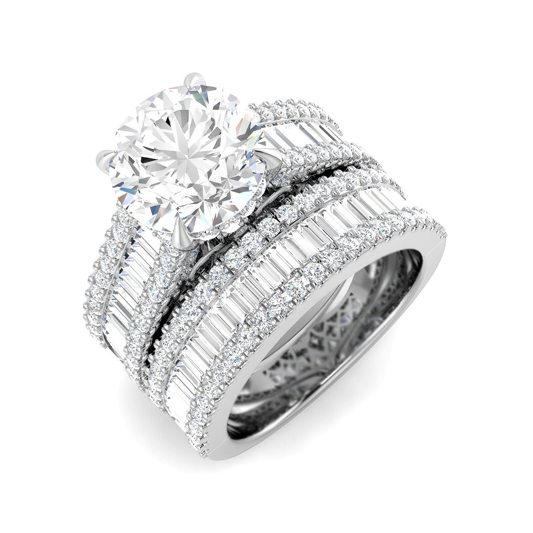 Baguette & Brilliant Lab-Grown Diamond Ring 5.34ct–5.5ct – SR6417 – 18k White Gold