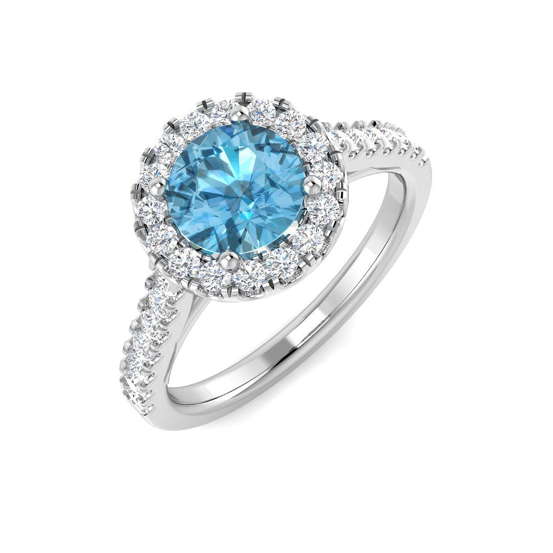Blue Topaz Diamond Ring 1.78ct – SL9667-6.5 – 18k White Gold