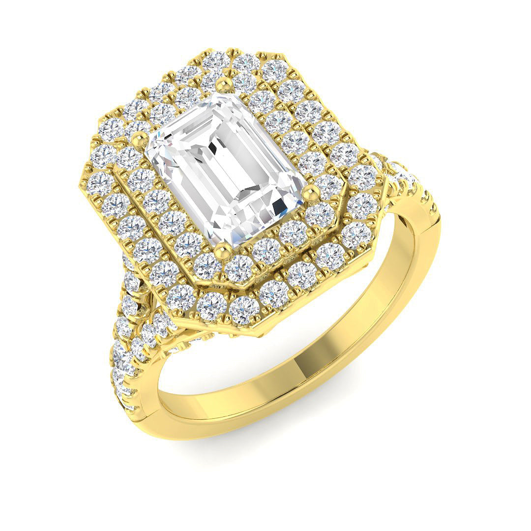 Halo Lab-Grown Diamond Ring 2.62ct–2.73ct – SR4624 – 18k Yellow Gold