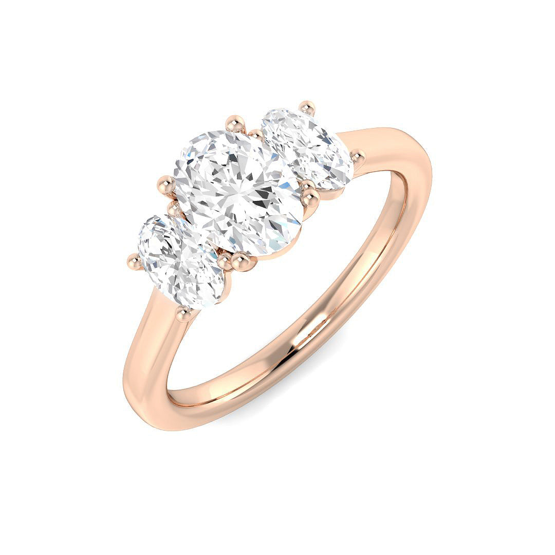 Three Stone Lab-Grown Diamond Ring 1.31ct – SR5795 – 18k Rose Gold